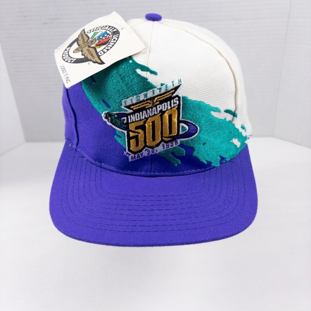 Vintage Logo 7 Paintbrush Indianapolis 500 Hat Purple 80th Indy 500 Snapback